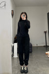 BASERANGE Loose Fit Sports Pants Made in Portugal BAS-FSP-HEI Black Italian Wool FSP